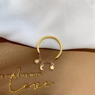 日月星辰开口戒指女款小众设计高级感时尚食指越南沙金彷真黄金