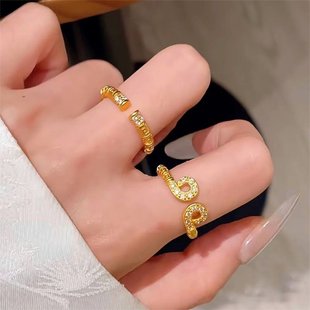 新款紧箍咒金箍棒戒指男女越南沙金仿真黄金镶钻女友礼物久不掉色