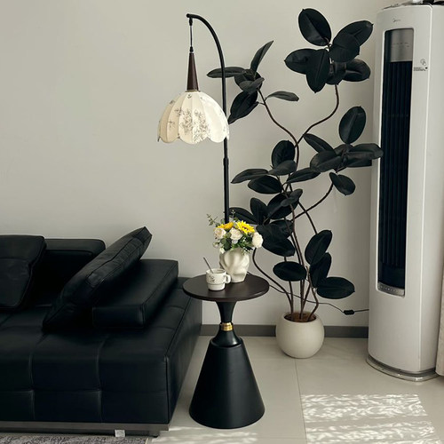 法式田园边几落地灯置物架一体