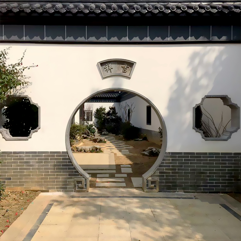 新中式古建庭院青砖月亮门 拱门 月洞门宝瓶门回文线仿古门套砖雕