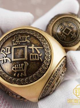 铜骰子纯铜时来运转铜球手把件黄铜色子解压六面转骰子招财健手球