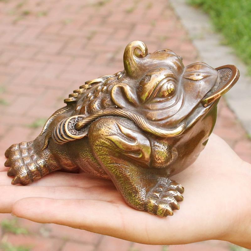 黄铜金蟾摆件三脚铜制三足铜金蟾金蝉青蛙蟾蜍开业礼品客厅装饰品