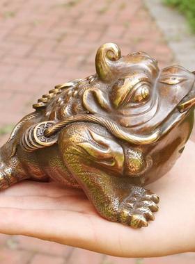 黄铜金蟾摆件三脚铜制三足铜金蟾金蝉青蛙蟾蜍开业礼品客厅装饰品