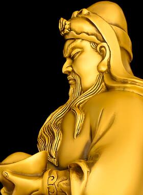 全铜提刀关公摆件关二爷神像家用客厅店铺托托元宝横刀关公武财神