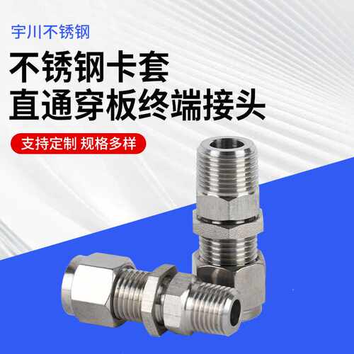 304不锈钢卡套直通穿板终端接头精密钢管双卡套管耐高压