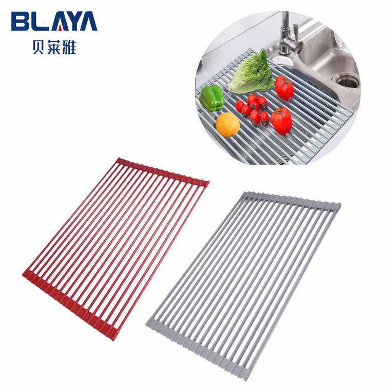 硅胶卷帘控水架可折叠硅胶沥水架隔热垫碗盆滤水垫水槽粘板置物架,家装主材,沥水板,淘宝优惠券,粉丝福利购,淘宝优惠卷