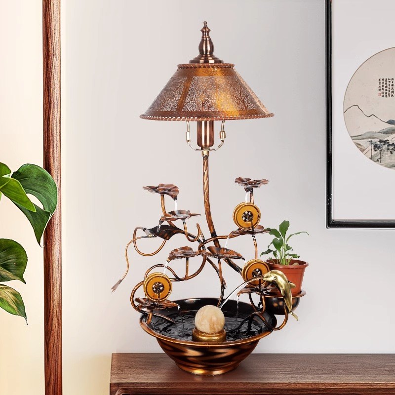 纯铜招财风水轮流水客厅办公室桌面招财家居摆件现代简约送礼品