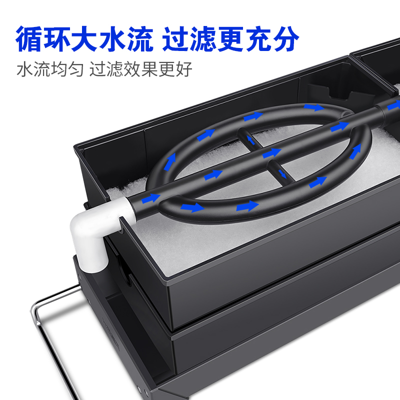 滴流盒鱼缸过滤器过滤盒大盒子双层上置过滤槽培菌净化滤水盒黑色