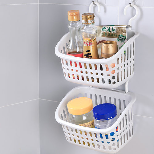 收纳筐浴室小篮子塑料卫生间厨房壁挂墙上储物挂式长方形置物挂篮