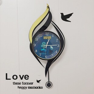 E4C客厅装 餐厅 饰挂钟卧室书房挂墙轻奢创意家用艺术钟表简约时尚