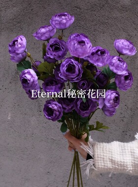 新仿真茶玫单支6头茶苞精致小玫瑰小花朵配花路引家居花瓶摆件