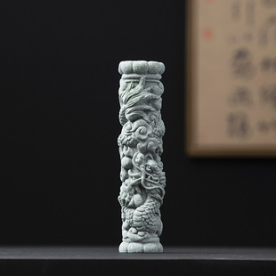 创意新中式小盘龙柱摆件微景观鱼缸造景客厅桌面茶宠工艺品装饰品