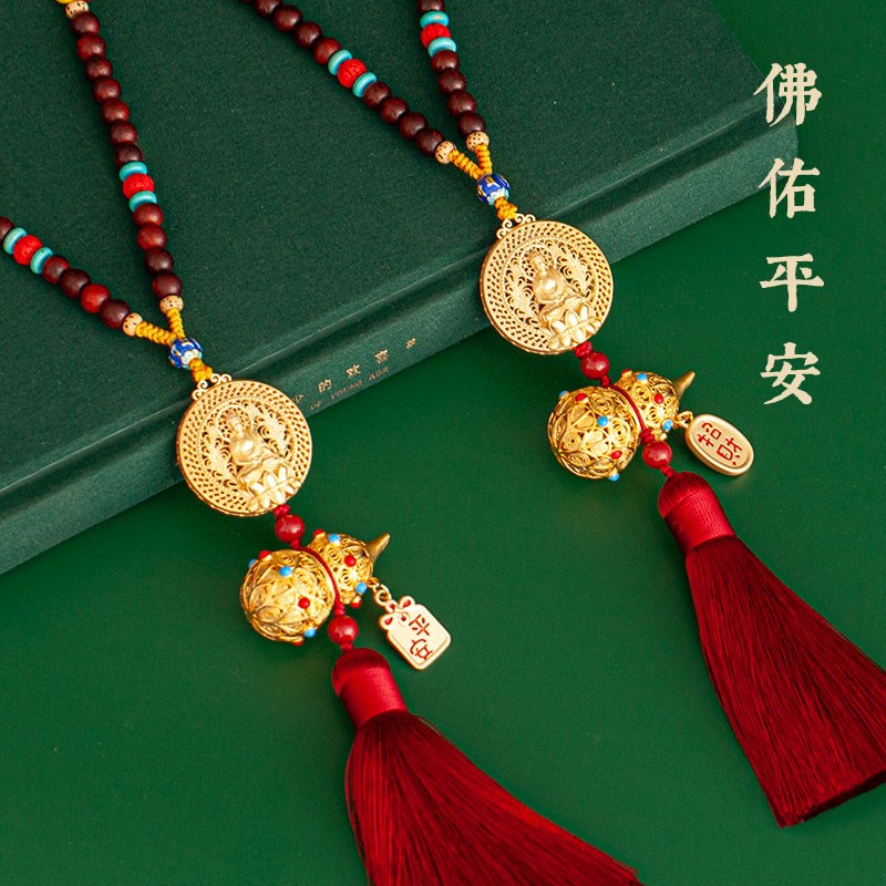 汽车挂件黄铜葫芦m佛系保平安符创意后视镜车内饰品吊坠男女士