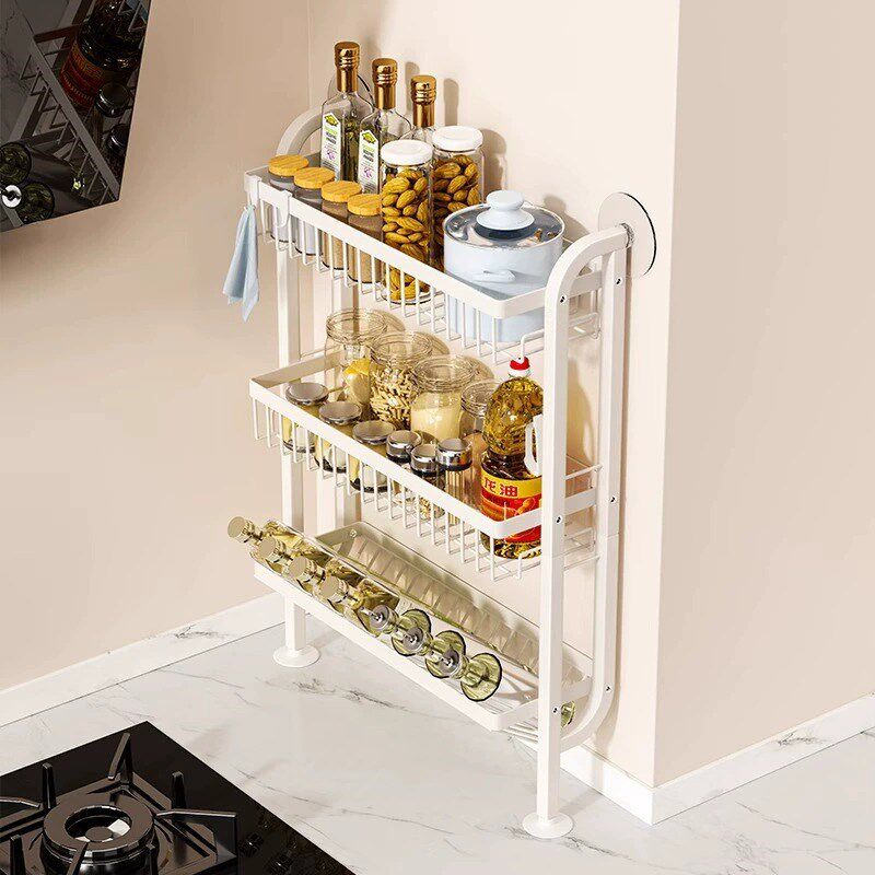 厨房调料置物架窄款调味罐架子台面上墙小型油盐酱醋调味料品收纳