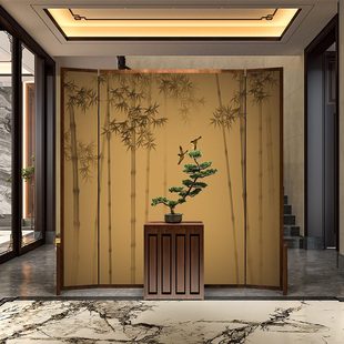 美学古典新中式 宋式 折叠屏风隔断客餐厅卧室玄关茶室酒店竹子座屏