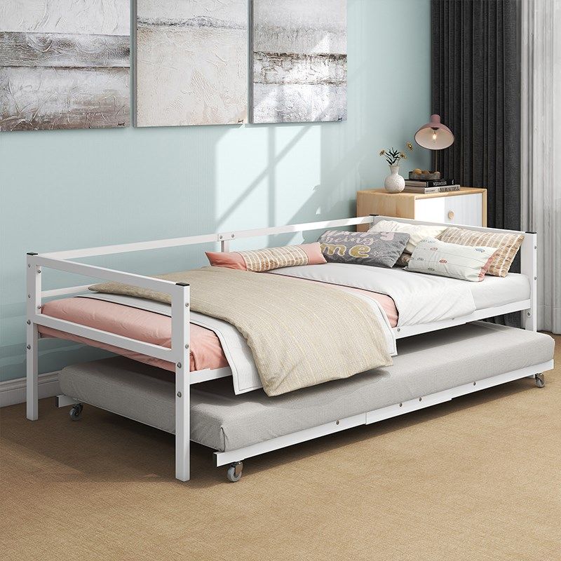 铁艺沙发床简约罗汉床带单人床移动拖床抽拉式双层床子母床儿童床,住宅家具,铁艺/钢木床,淘宝优惠券,粉丝福利购,淘宝优惠卷