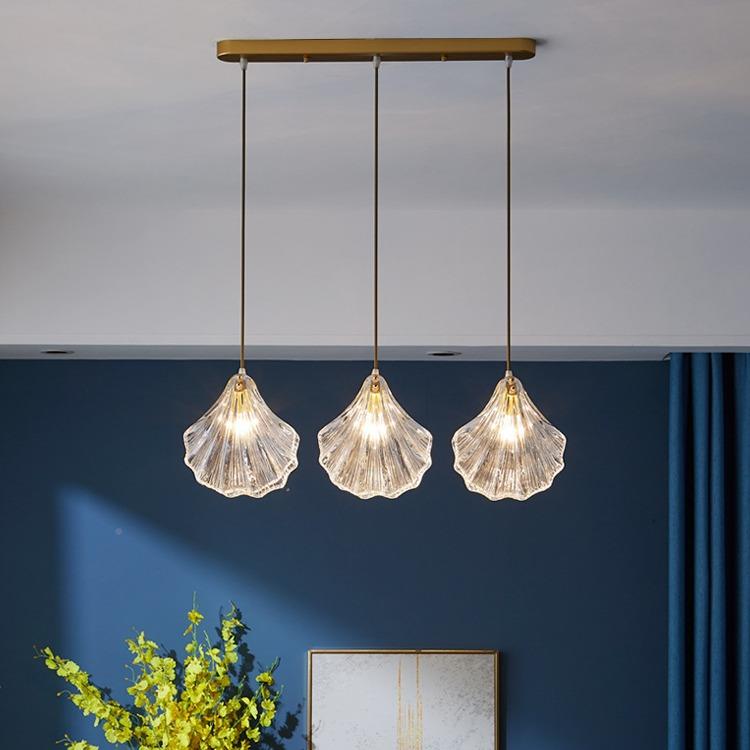 灯意式轻奢极简卧灯室床头小吊餐厅吊灯饭厅台三头贝吧壳玻VTK璃