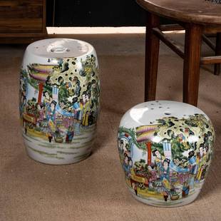 雨彤居 明凳清古典陶瓷鼓凳茶几凳仿古家陶瓷茶BTL 十二金室钗