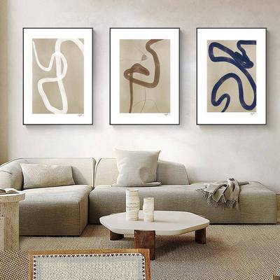 现代简约抽象线条何色块壁画意个创样61031板房客厅卧性室书房装