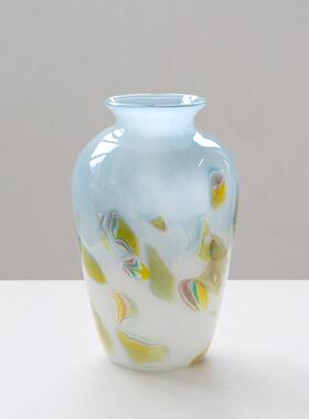 厂家直中古风手工渐变天空AWI蓝瓶玻璃花轻奢风桌面销居花家鲜瓶