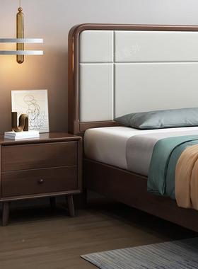 CGP.Yla单黑胡米桃木实木床现代极简1.8双人床主卧家用15米轻奢高