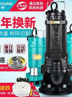 0切2割式污水泵20v抽粪泵泥浆抽水机用化粪池XIK排污泵潜水家泵38