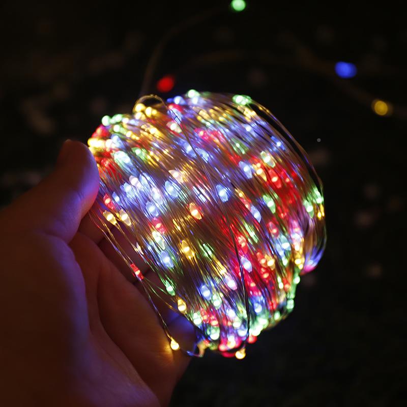 2YS-99984V外控太阳能100米led线铜灯串户防水露营节日花遥园庭院