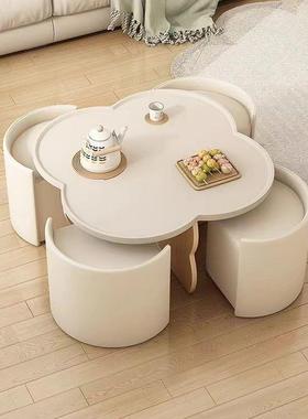 油风茶几厅现新代简约边几款小户型带坐凳创意网红奶油奶风茶UDD