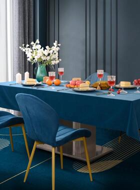 高档西轻奢丝绒餐桌布重磅天鹅绒布方台桌圆长方桌形桌FQT会议桌