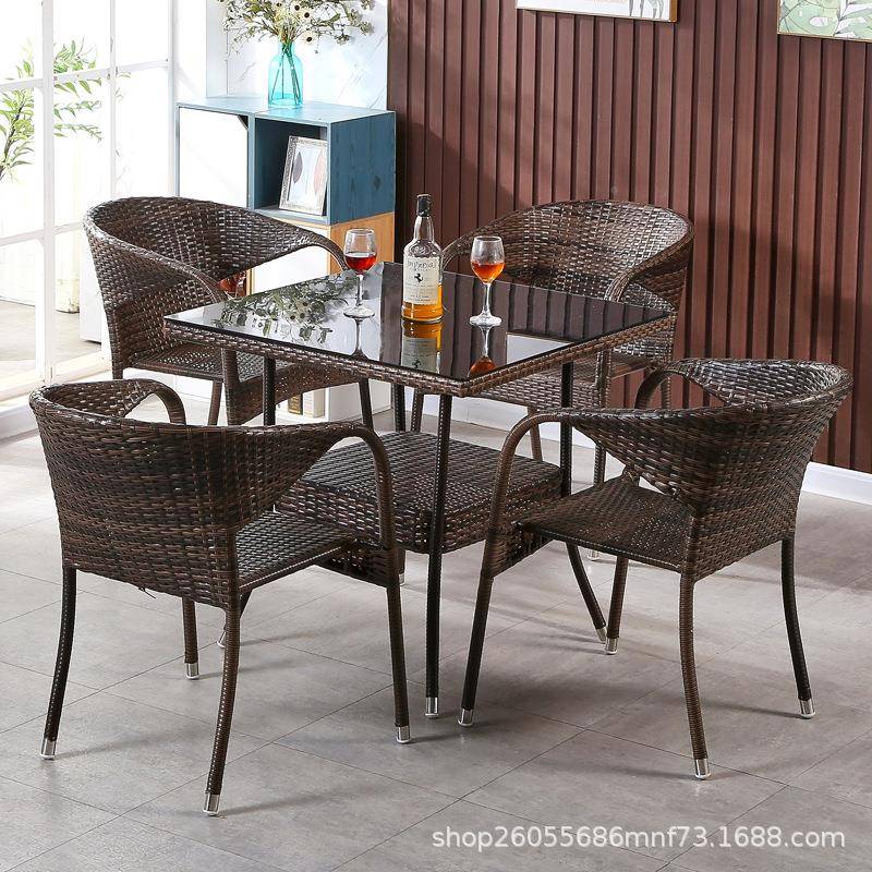 户外桌椅组休院闲庭别墅露天室外藤编家具阳台靠背FHI子合藤件椅