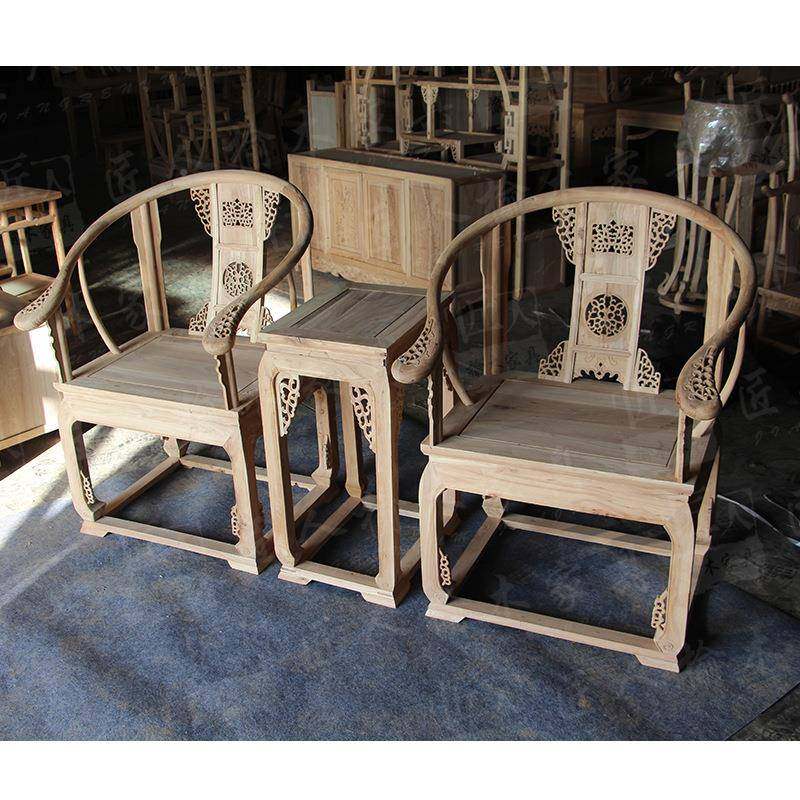 老榆木茶桌137式椅宫皇椅三件实木太师椅榆套木仿古新中官帽椅圈,住宅家具,圈椅,淘宝优惠券,粉丝福利购,淘宝优惠卷