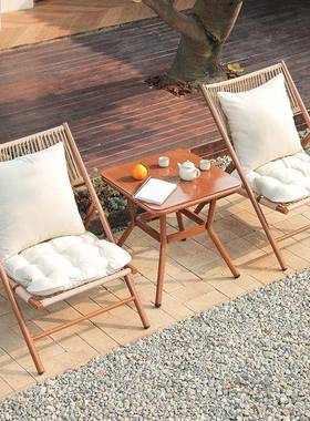 美齐阳叠台椅组合休闲折躺椅发椅沙家用KHC庭院花园桌藤椅户外桌