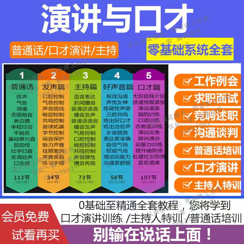 演讲与口才播音主持培训视频教程刻录盘个性化服务