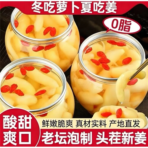 淄博枸杞泡姜芽新鲜嫩姜芽酸甜开胃腌制泡菜特产糖醋生姜片下饭菜