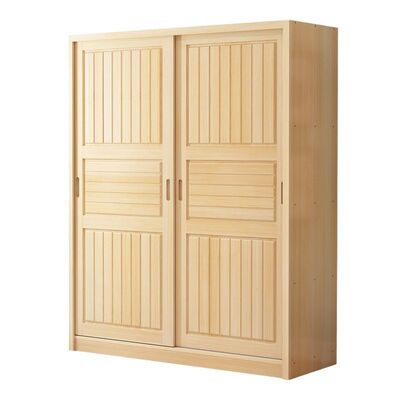 两门原木儿童衣橱柜全实木松t木推拉门衣柜1.2/1.4/1.6/1.8米