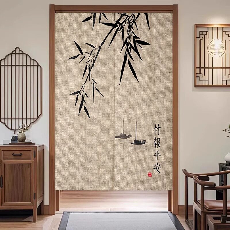 中式古风麻布艺门帘卫生间厨房卧室隐私遮挡隔断帘卧室过道半截帘