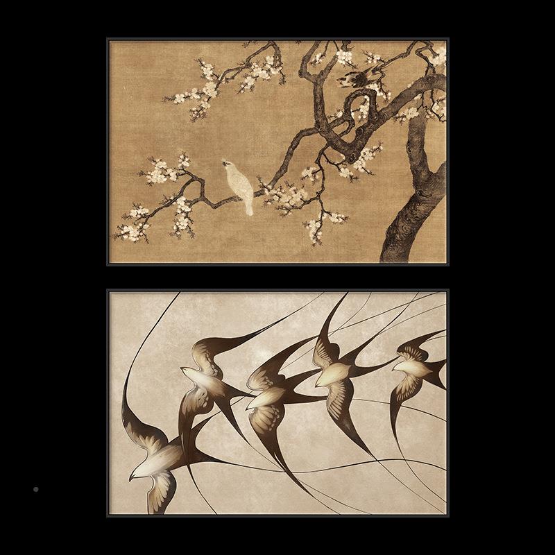 2025餐款法式新厅中无品牌/古中国风古画客装饰画边柜挂画横版茶