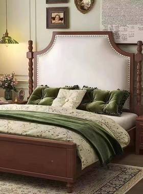 美式轻奢家实木床欧主卧双人床用复古式软典包经储GNX物婚床轻奢