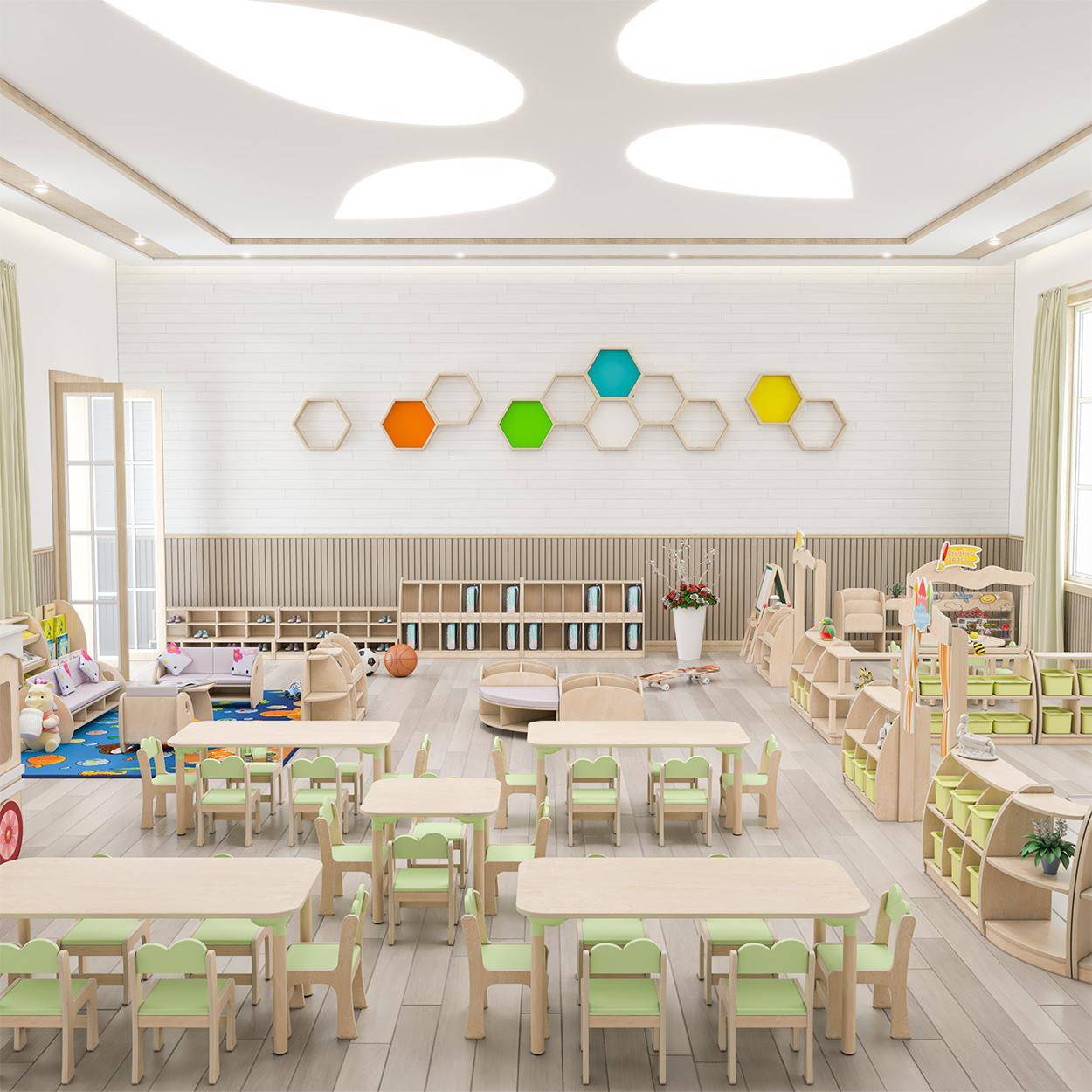 幼园儿实木组合区角柜儿童蒙氏物教柜早教QWU托育玩具收纳柜置架