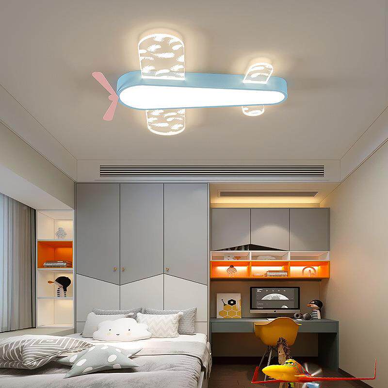 儿童孩飞机灯房温馨创意个性卧护眼QHLled男孩女房室间卡通吸顶灯