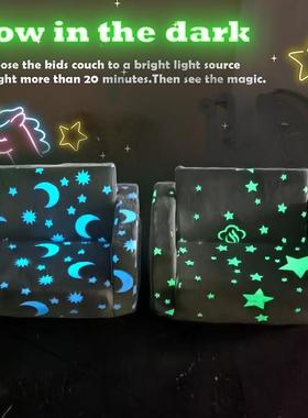 可卡花通儿打童沙发椅压缩卷海绵星星发光沙发椅法兰绒印KVB单人