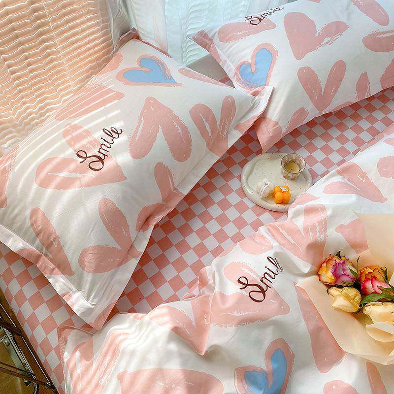 印花床上四件套纯SB棉AB版床单件被南通套家纺床用品上四套全棉斜