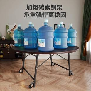 可叠圆桌餐桌桌小户型家用两折桌中风出租古房桌子餐饮折商用大