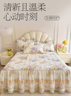 ?2公主风夹棉床裙单件韩版纯棉加厚罩床Fh($p&aq上四床三套件025