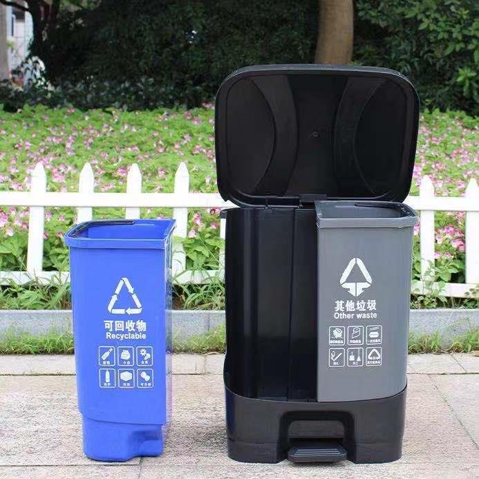 30升分2类双连体4脚0升脚踏塑料垃圾桶0升家式用WK-080踩60L干湿