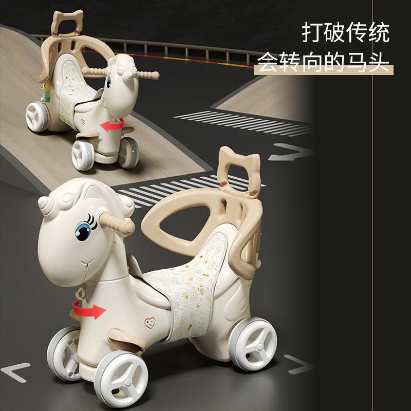 德国2静摇025新款神马音轮马儿童具小玩木马宝宝玩具溜溜THQ车多