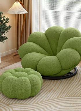 花油瓣沙17129发椅小户型人奶风卧室单阳台休闲椅客厅网红室懒人