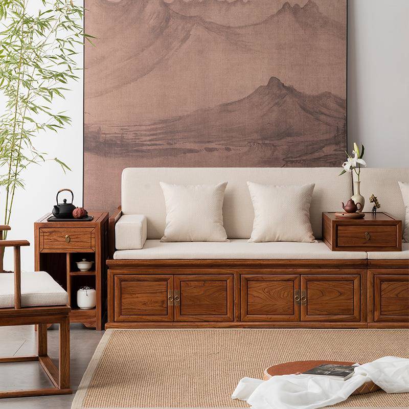 新体式发实木罗汉床沙XOM老榆木床中榻储物箱罗汉塌简约明式