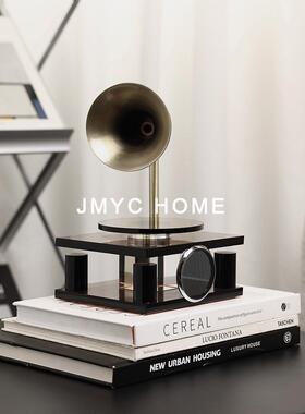 奢创意复古PBK水晶留轻声机桌面居摆件样板间视客厅电柜玄关家装