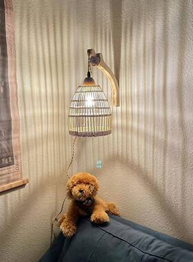 室复古藤编灯艺术麻具中山灯罩民绳宿别墅灯美式田园复FUC古风内